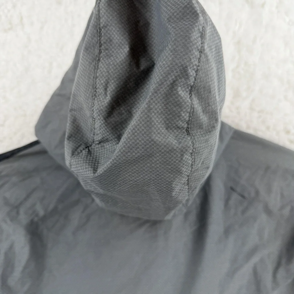 Adidas Jacket Mens Small Gray Hooded Colorblock Windbreaker Running Zip Athletic
